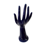 Hand baguier in navy blue faience