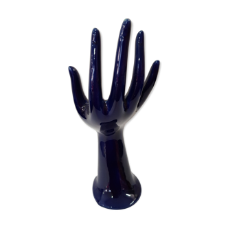 Hand baguier in navy blue faience