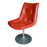 6 chaises tulipe vintage en cuir rouge vif années '70 ère spatiale