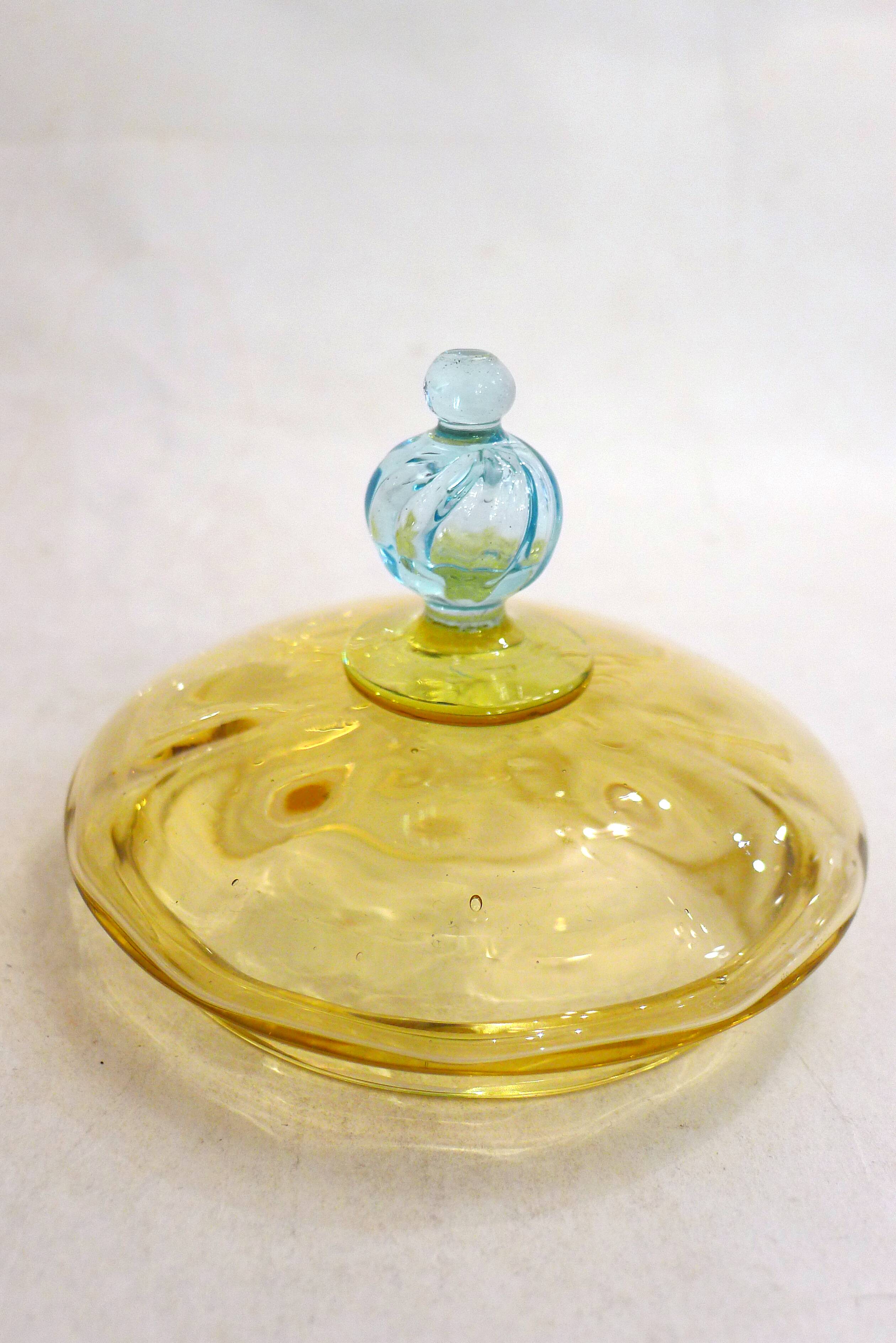 Antique two-tone blown glass bonbonnière