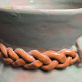 Vintage set of pitcher and saucer, Puisaye stoneware, 20th century