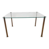 Table basse en chrome et en verre de style milieu de siècle - vers les années 1970.