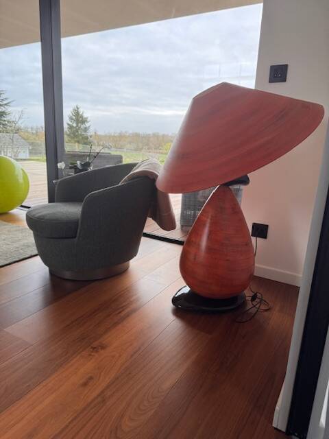 Sculptural lamp in terracotta ceramic