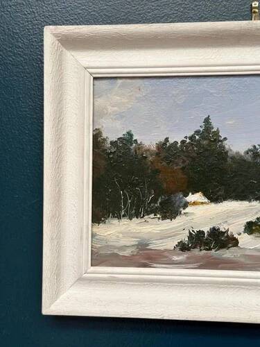 Original Swedish Oil on Panel “Winter Landscape” Vintage & Framed