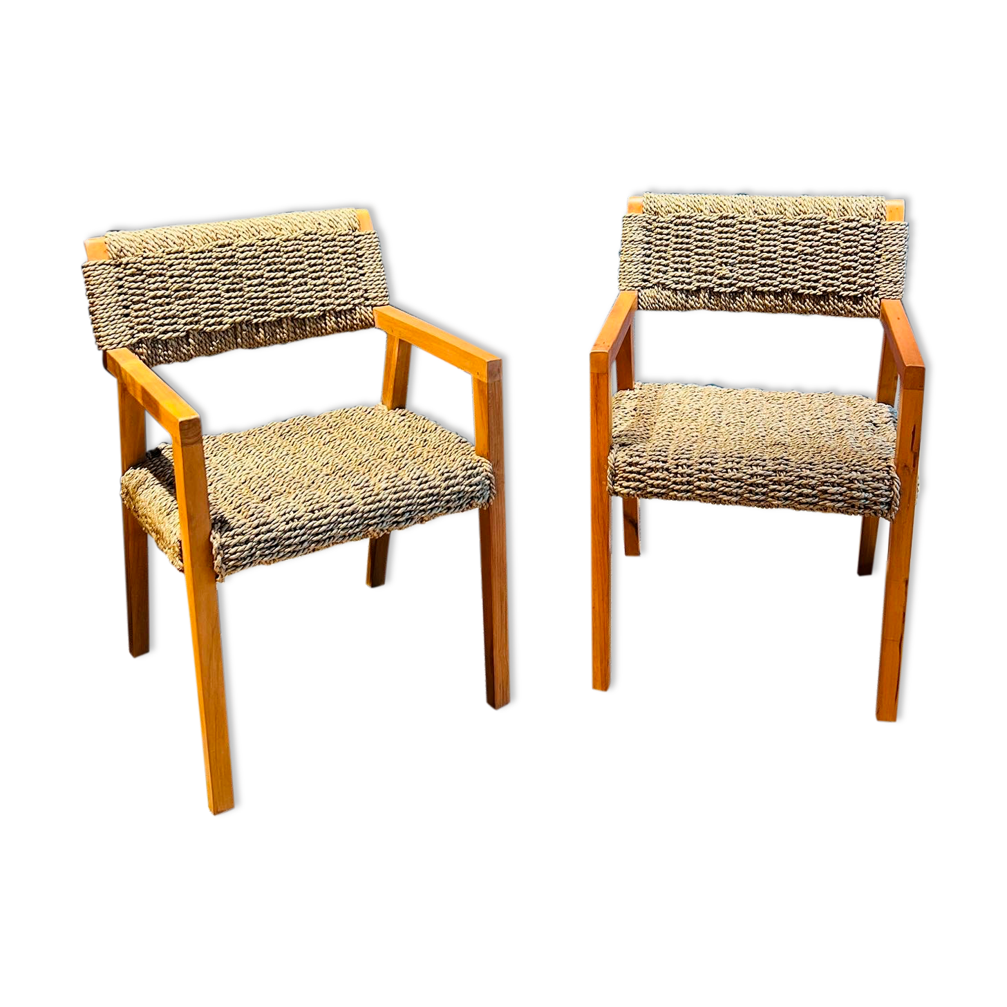 Pair of Olivier de Schrijver armchairs in water hyacinth
