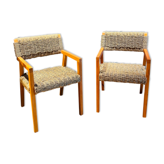 Pair of Olivier de Schrijver armchairs in water hyacinth