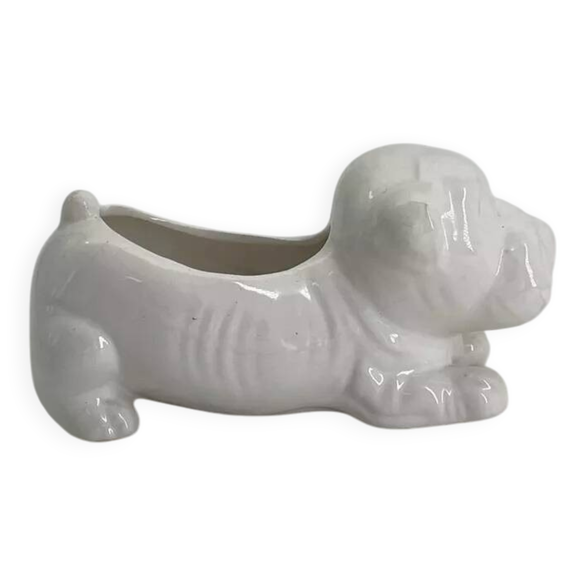 Ceramic dog-shaped planter