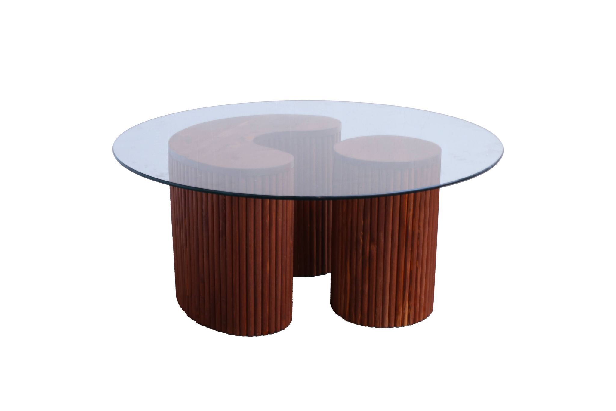 Table en bois de sapin et verre faite-main au Maroc