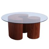 Table en bois de sapin et verre faite-main au Maroc