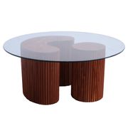 Table en bois de sapin et verre faite-main au Maroc