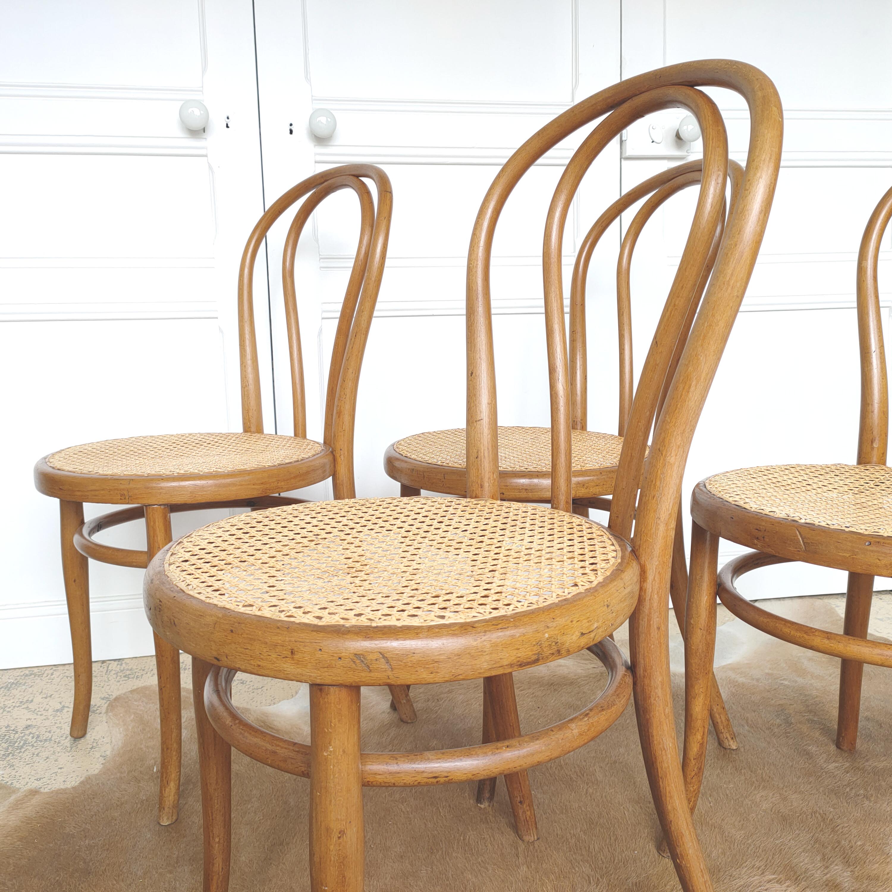 Set of four wooden chairs - canning Thonet