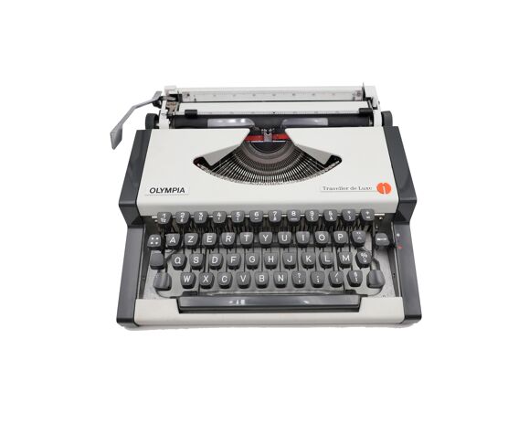 Machine à écrire olympia traveller de luxe blanche vintage révisée