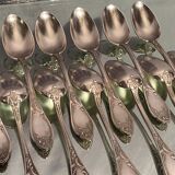 Suite of 12 small silver metal spoons in Louis XV style