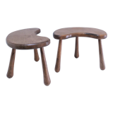 Pair of tripod stools feet solid wood solid wood vintage design