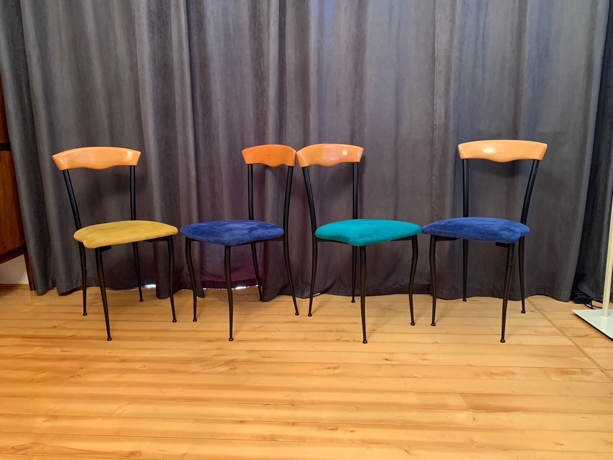 A set of four chairs, Alcantara, Italy, 1980s