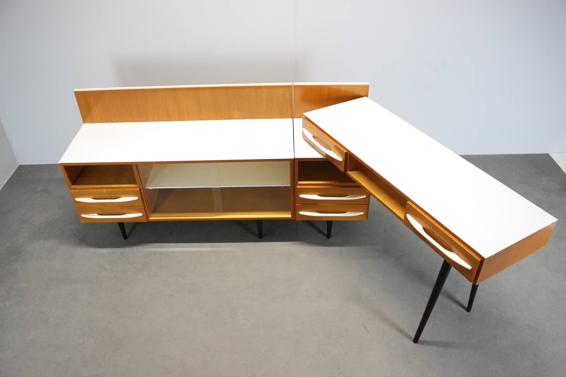 Modular desk and mid-century storage unit by Mojmír Požár, UP Závody, 1960s