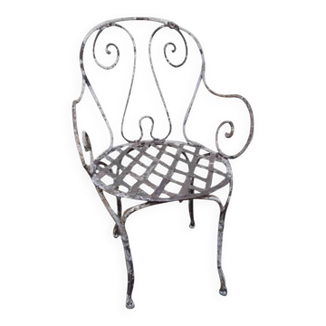 Fauteuil de jardin XIX° en fer forgé