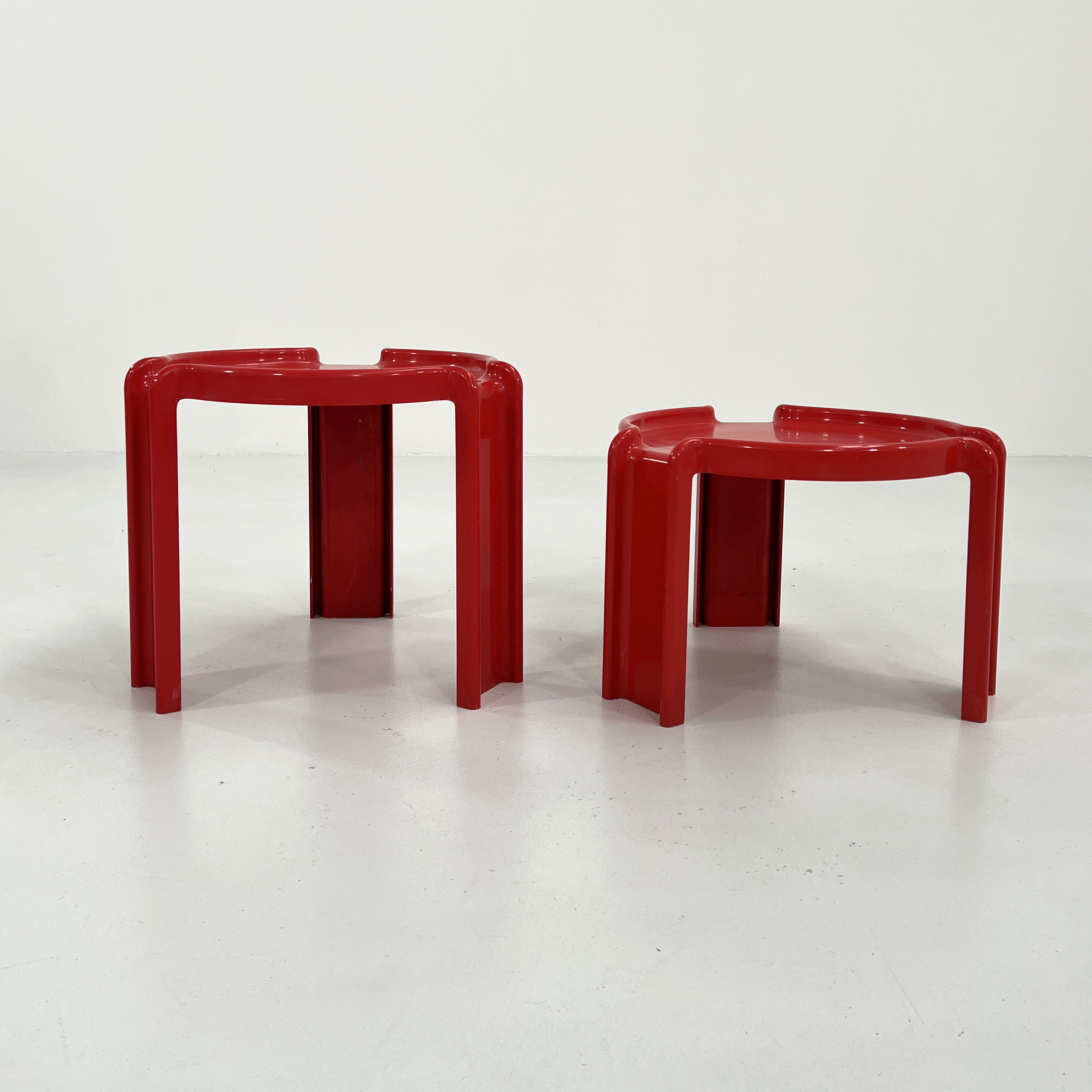 Pair of Red Side Table by Giotto Stoppino for Kartell, 1970