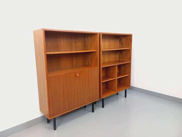 Meuble bibliothèque de rangement vintage style scandinave moderniste teck