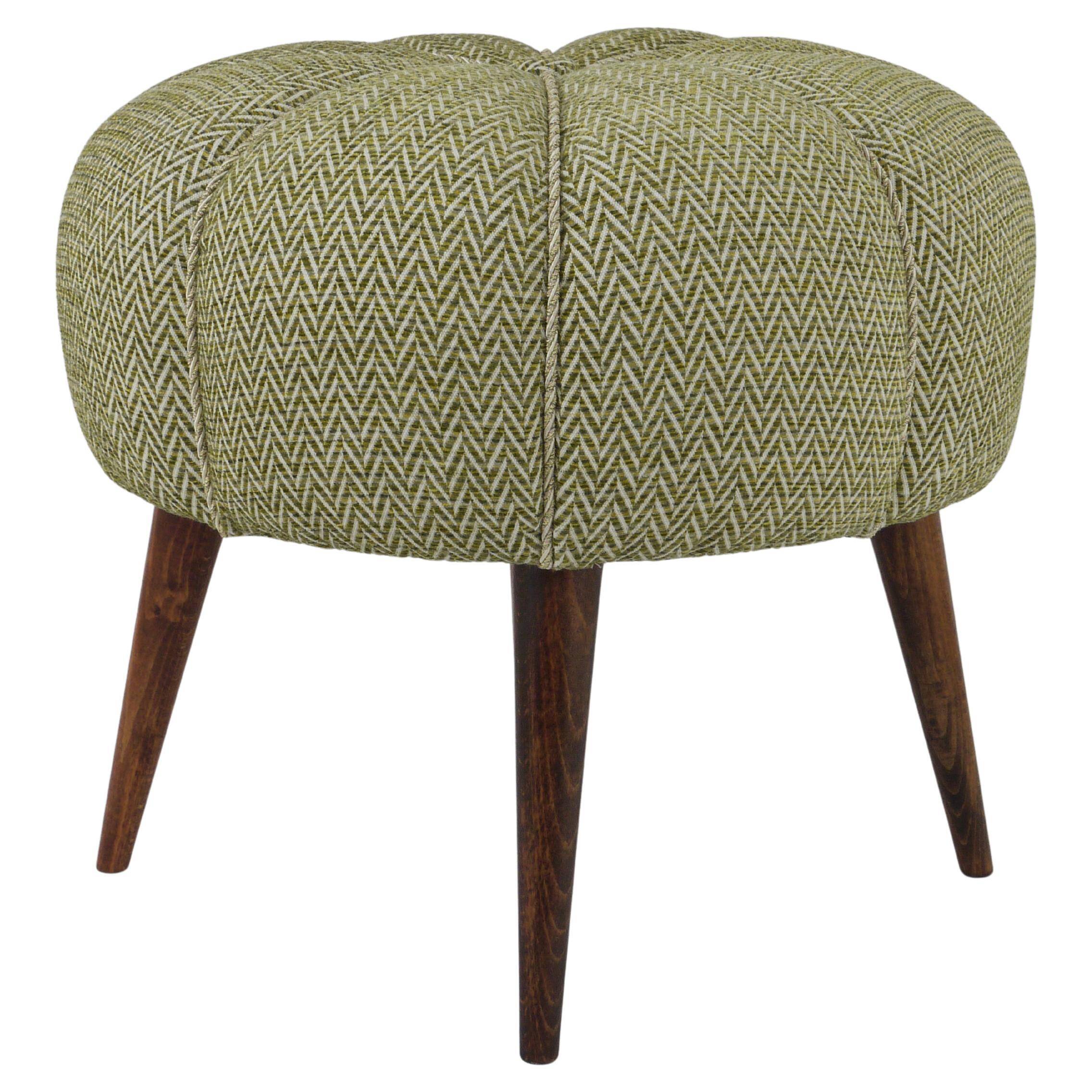 Up to Six Charming Zigzag Midcentury Stools, Pouf, Ottoman, Footstools, 1950s