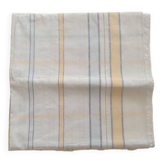 Nappe blanche, rayures jaunes en lin léger.
