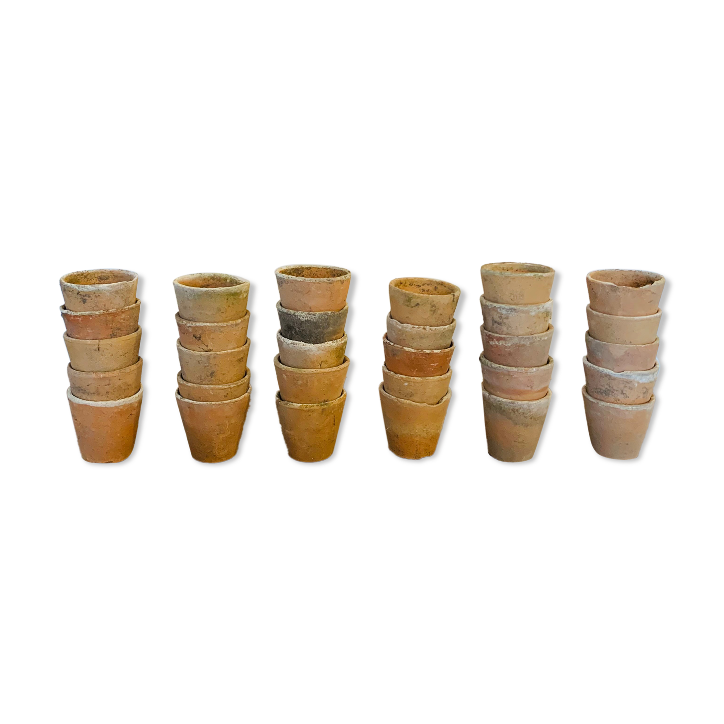 Lot of 30 terracotta pots circa 1930 graineterie