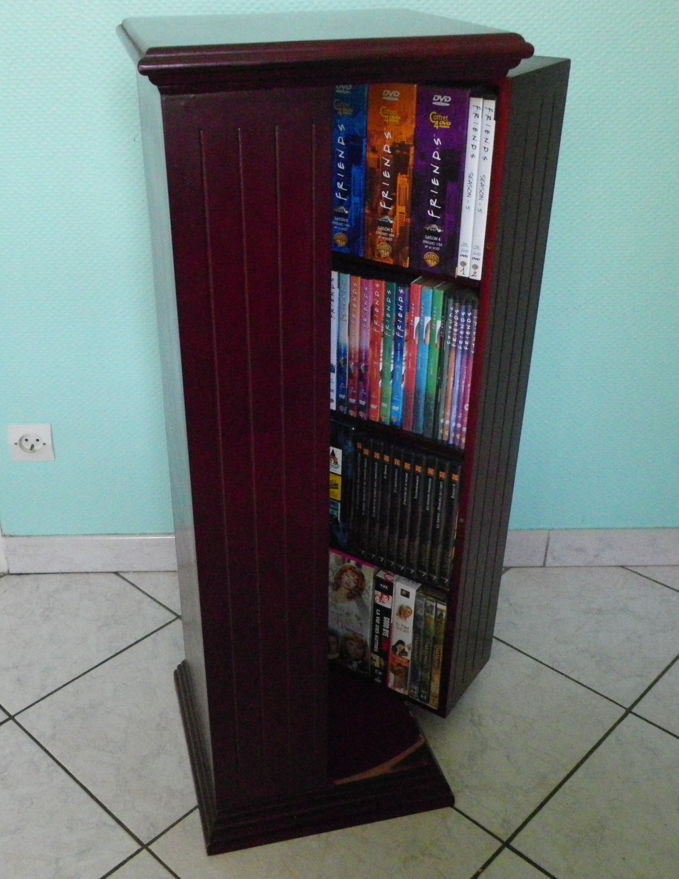 Wooden extra cabinet (selette), 2 interior storage spaces with 6 modular shelves