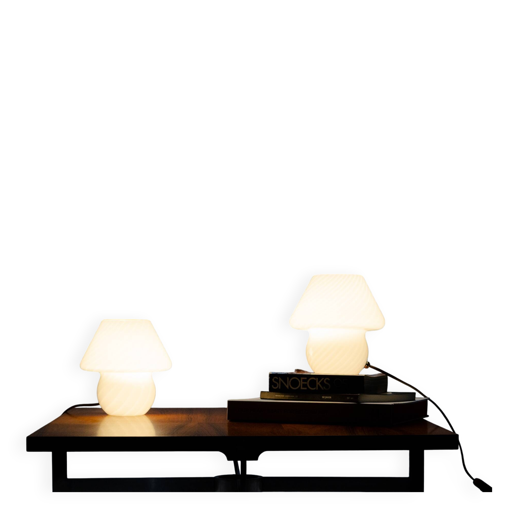 Set of 2 Mushroom Table Lamps by Venini for Mazzega, Italy, 1960s