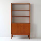 Vintage Scandinavian bookcase with hinged doors and open shelves
