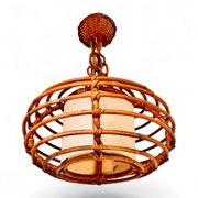 Suspension cage en rotin, années 50