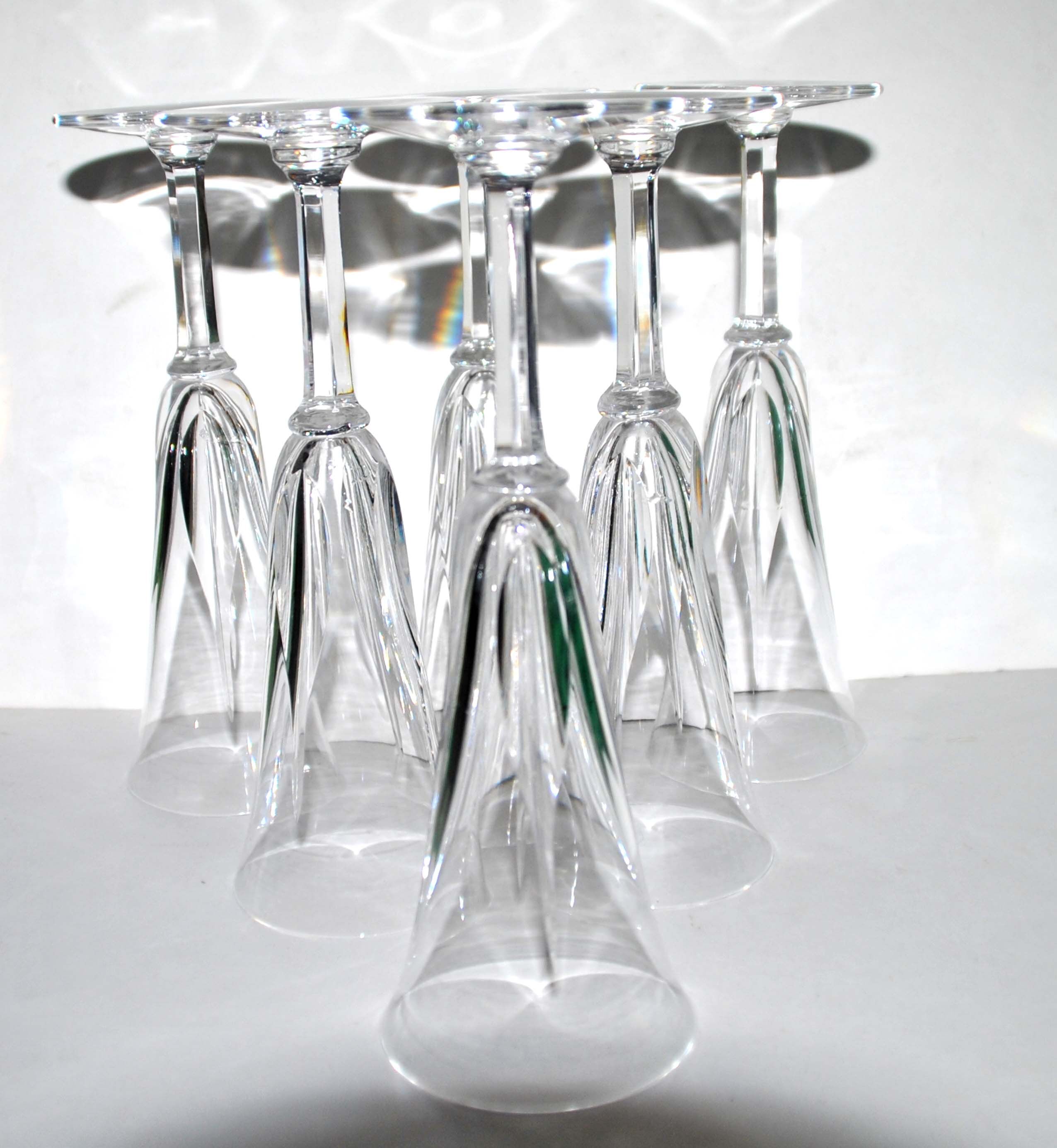 Saint-louis series of 6 crystal champagne flutes cut cerdagne