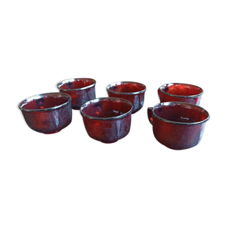 6 coffee cups of strawberry red granite glass