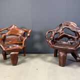 Large olive tree root chair set, 1960s