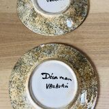 2 vintage Vallauris enamel dessert plates from the 70s