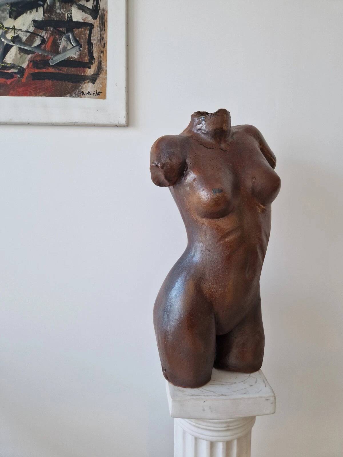 Vintage Studio Pottery Female Torso Sculpture 1960s Interior Design