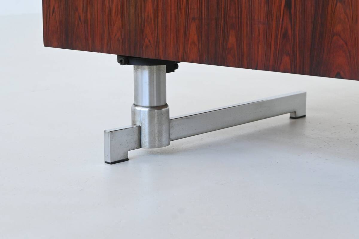 Danish floating writing desk in rosewood and chrome Denmark 1960