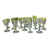 Assortment of 15 mismatched vintage liqueur glasses