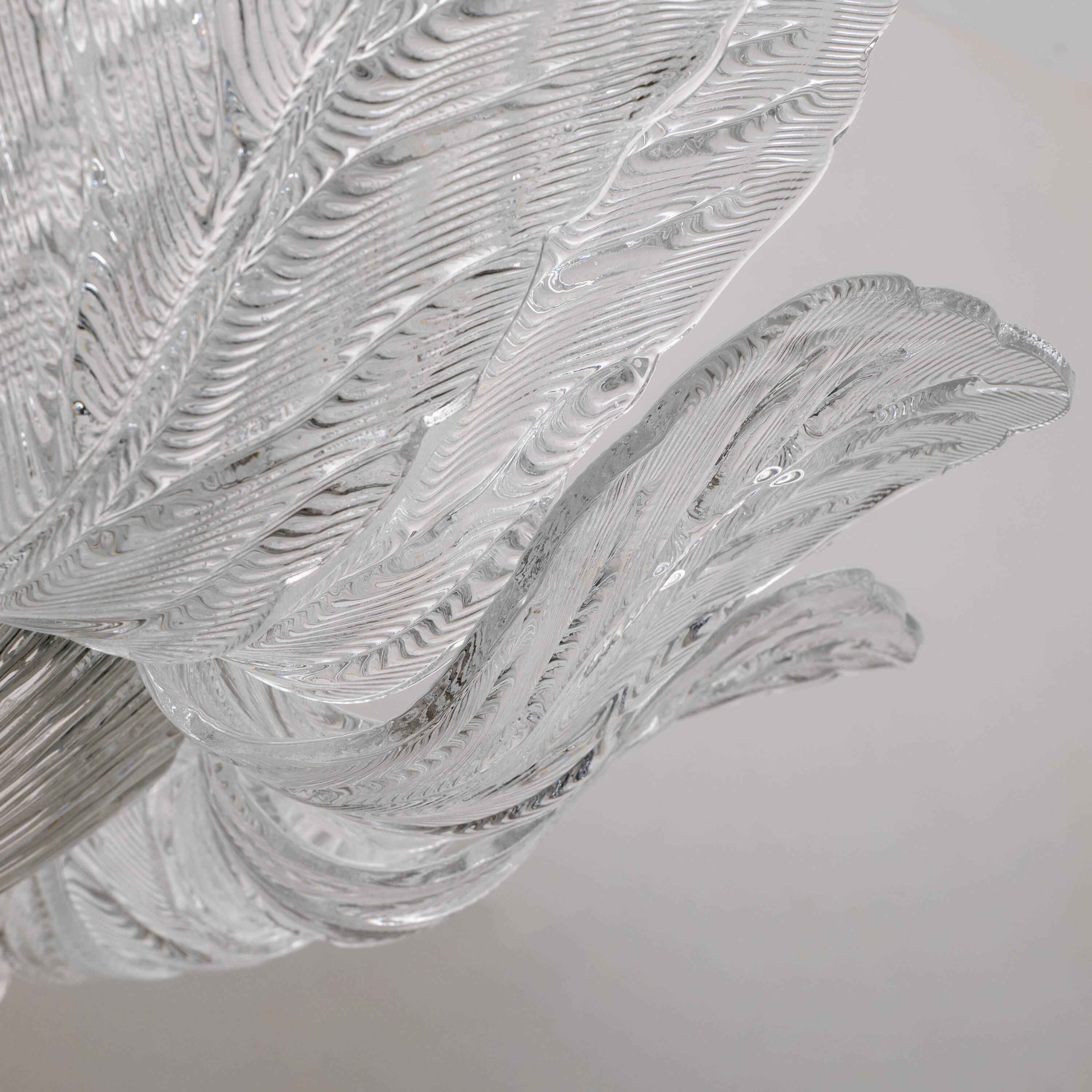 Large Italian Murano Glass Leaf Flush Mount Ceiling Light