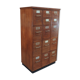 Office furniture has oak drawers 1950 brass handles and label holders