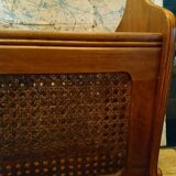Oak caned magazine rack
