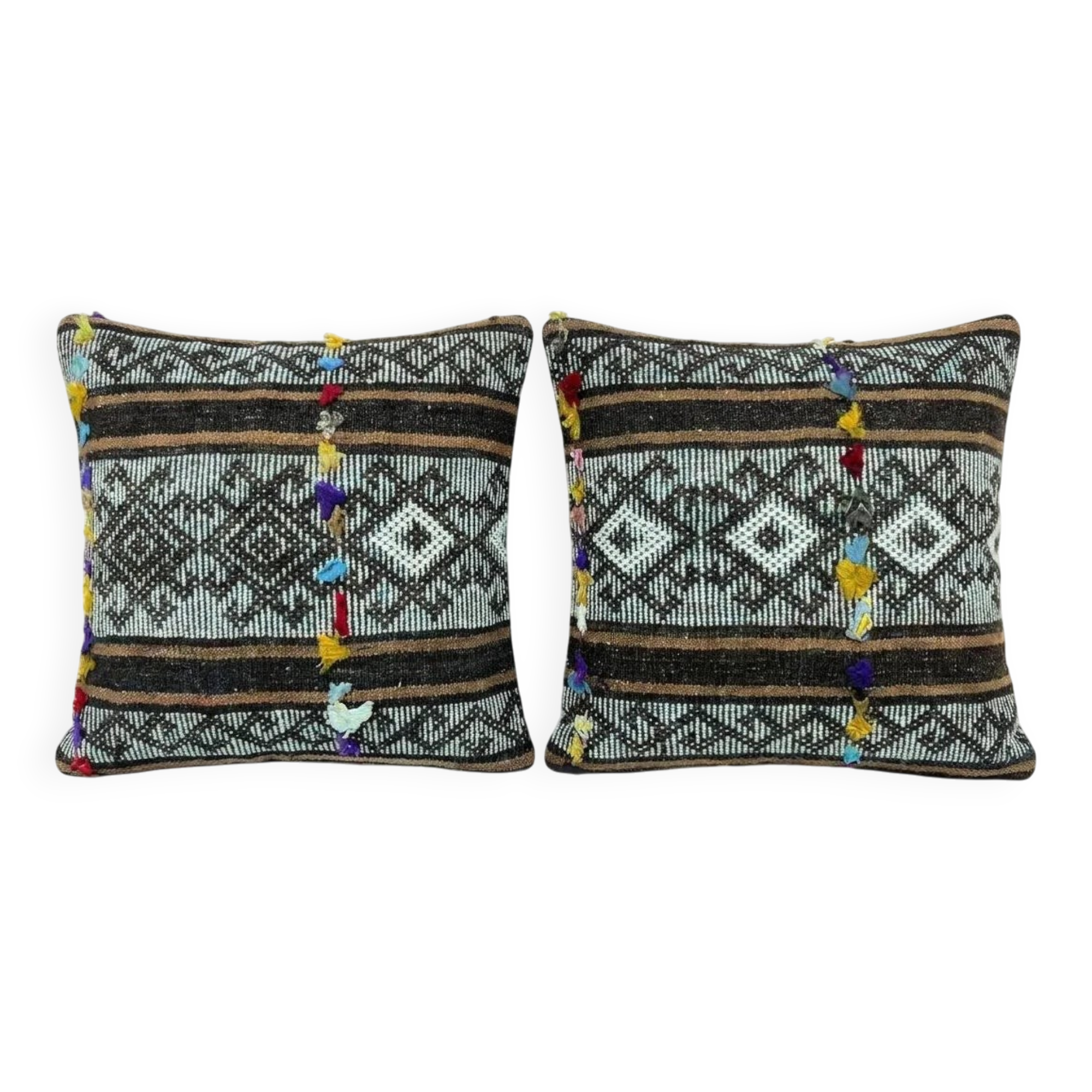 Set of 2 vintage kilim cushion covers 41x41 cm