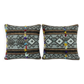 Set of 2 vintage kilim cushion covers 41x41 cm