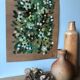 Painting a4 on paper flowers buds and green leaves by céline caux