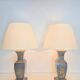Vintage Asian Table Lamps in Pewter and Brass, 1950s, Set of 2