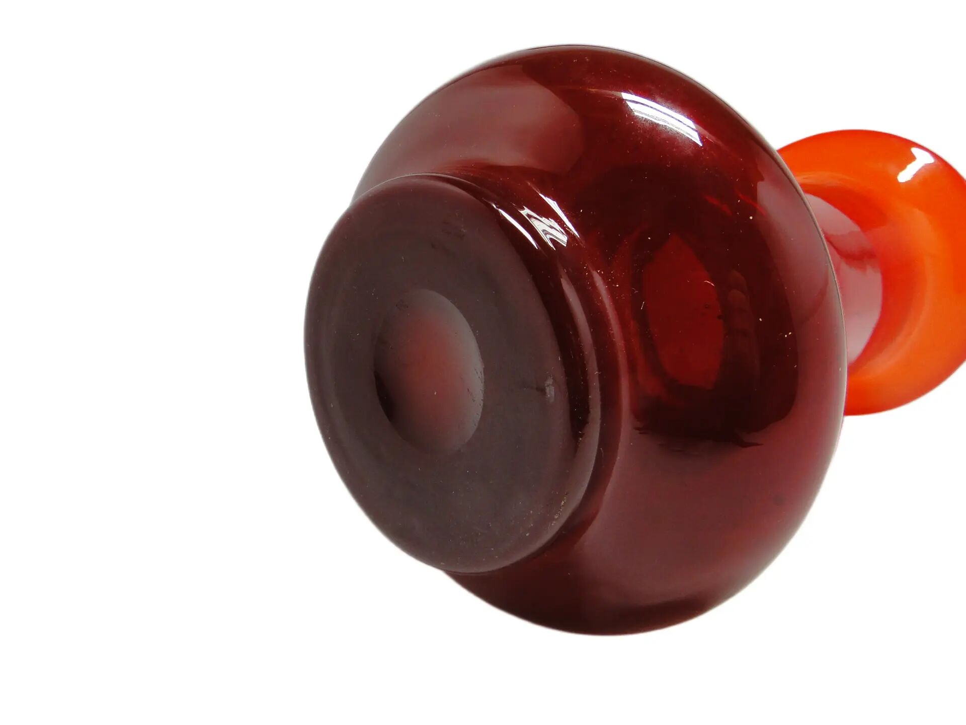 Mid-century modern vase, red glass, by L. Fiedorowicz, Poland, 1970s