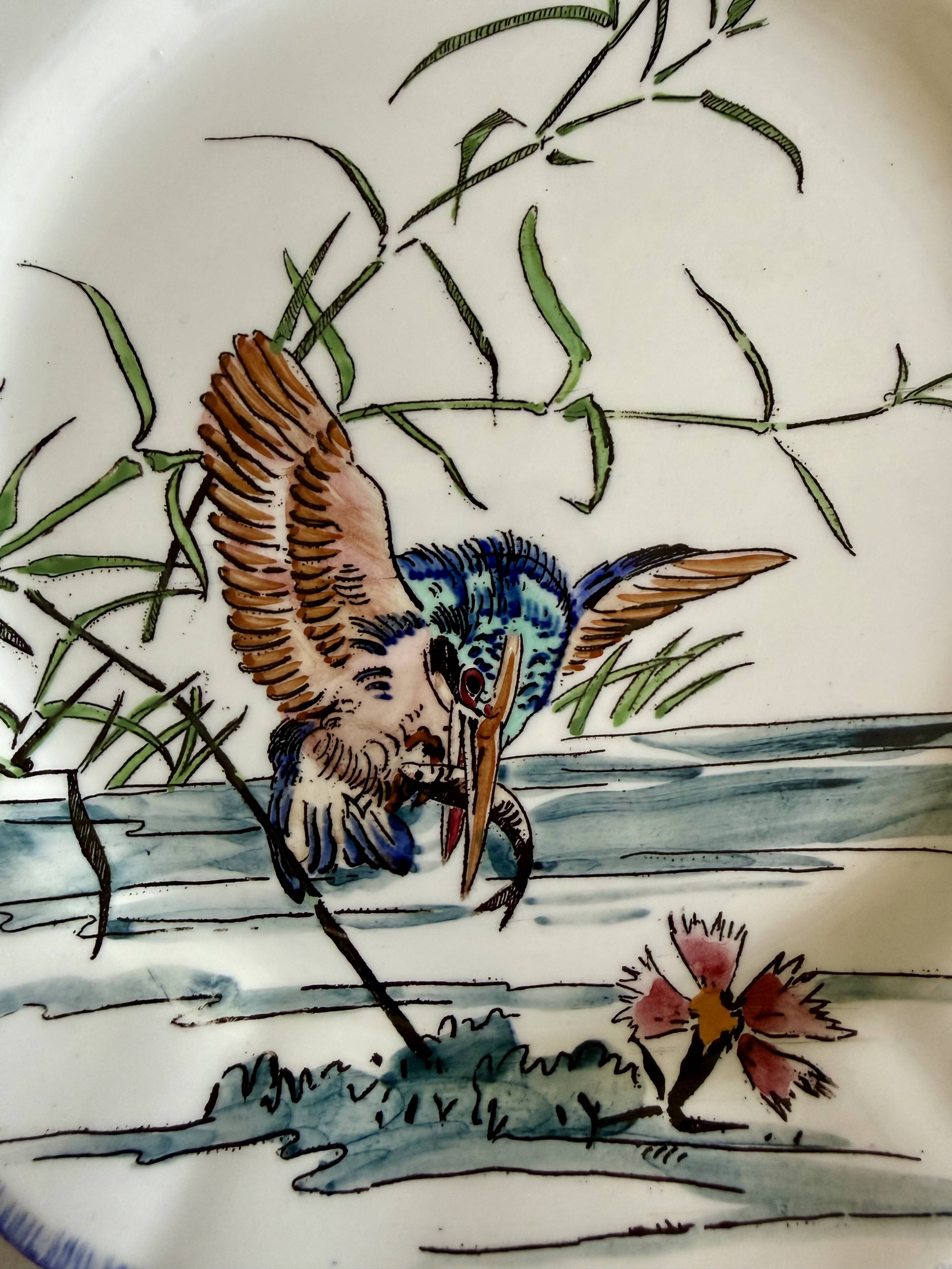 Service de table assiettes et plats Gien modèle grands oiseaux