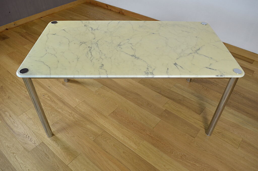Italian vintage design table - marble and chrome 1970