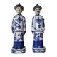 Pair of vintage Chinese blue and white porcelain figurines depicting