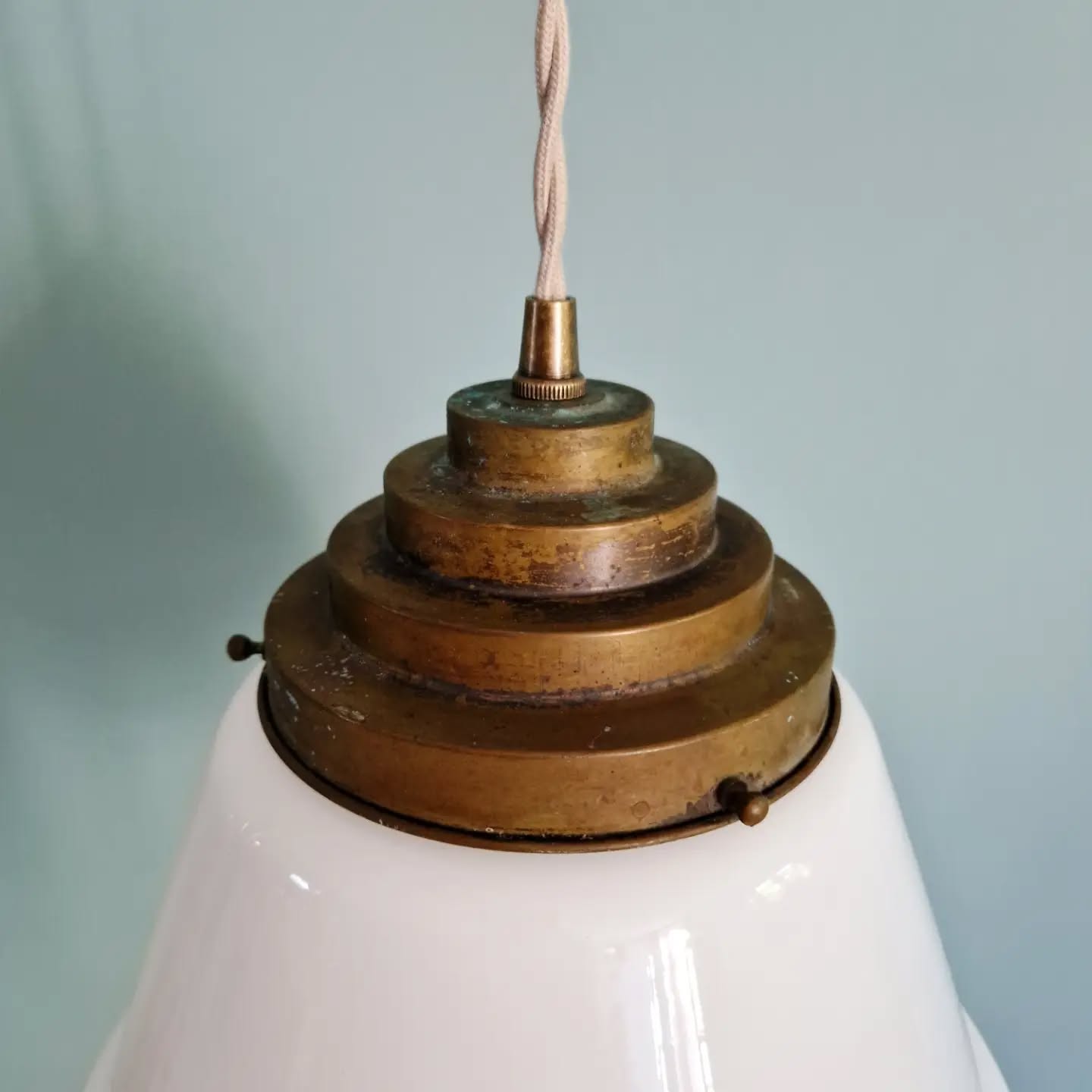 Art Deco conical white opaline suspension, 1920-30