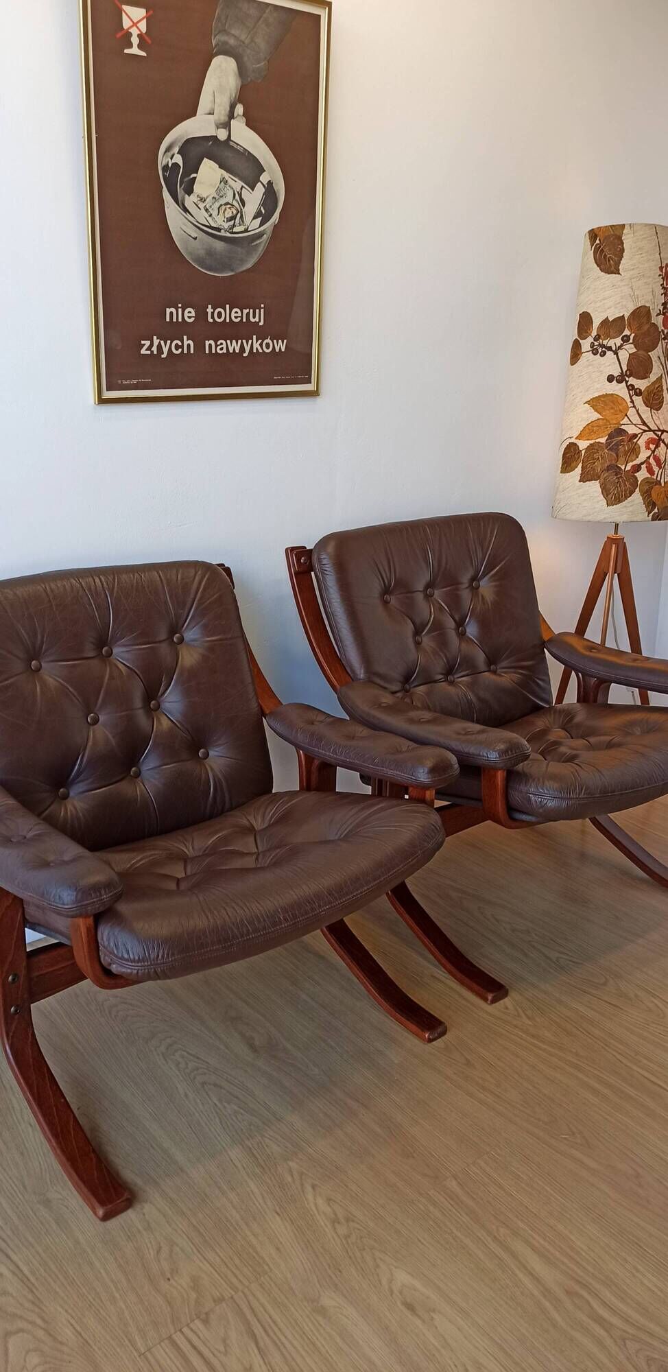 Norwegian Easy Chairs in Leather by Jon Hjortdal, Velledalen. Set of 2.